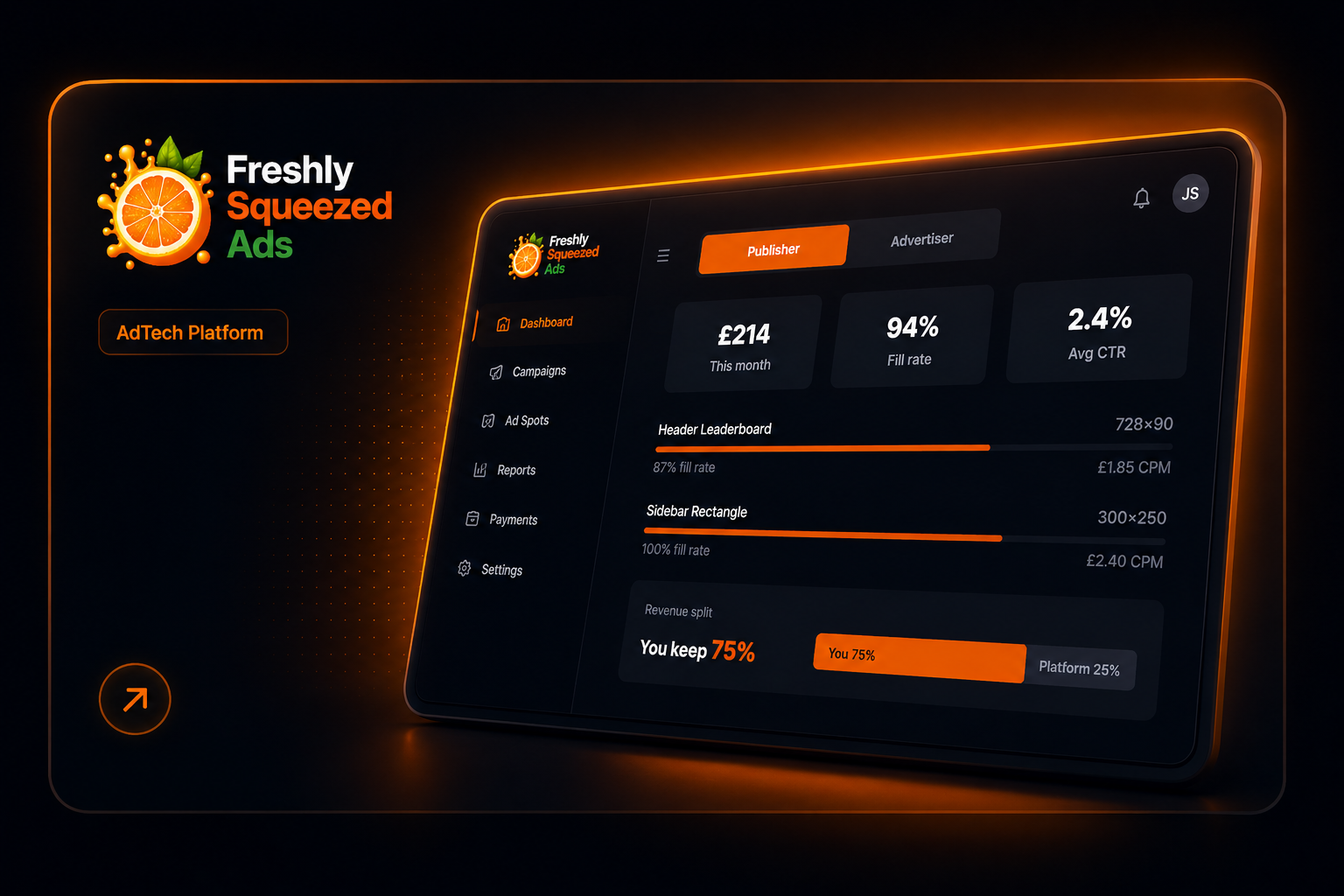 Freshly Squeezed Ads product concept